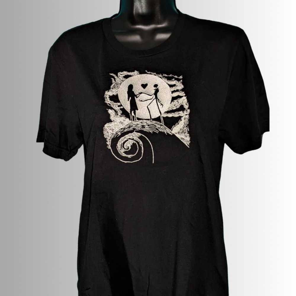 Nightmare Before Christmas Jack Skellington and Sally Embroidered T shirt